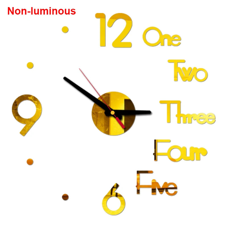 Wall clock DIY Luminous Wall Clock Quartz Watch Acrylic Mirror Stickers Wall Clock Wall Decoration Hot Home Decoration