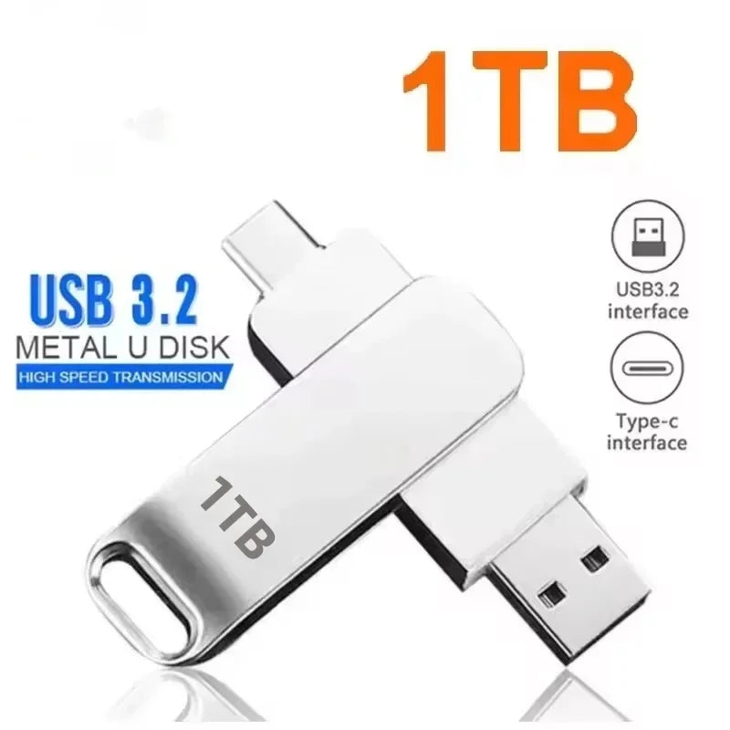 DIXSG pour Xiaomi, clés USB 3.2 de 16 To, disque U de 2 To, clé USB métallique haute vitesse, étanche, type C, mémoire USB, clés USB