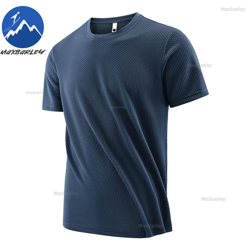 T-Shirt à manches courtes pour hommes, respirant, gaufré, séchage rapide, col rond, ample, course à pied, entraînement, haute élasticité, haut d'été fin, 2026