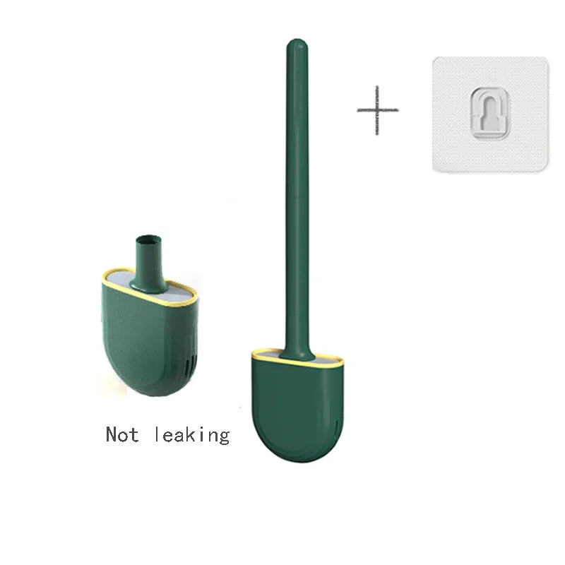 Nettoyeur de brosse de toilette suspendu en Silicone, avec manche Long, nettoyeur Flexible, brosse de salle de bain, support à séchage rapide, accessoires de salle de bains