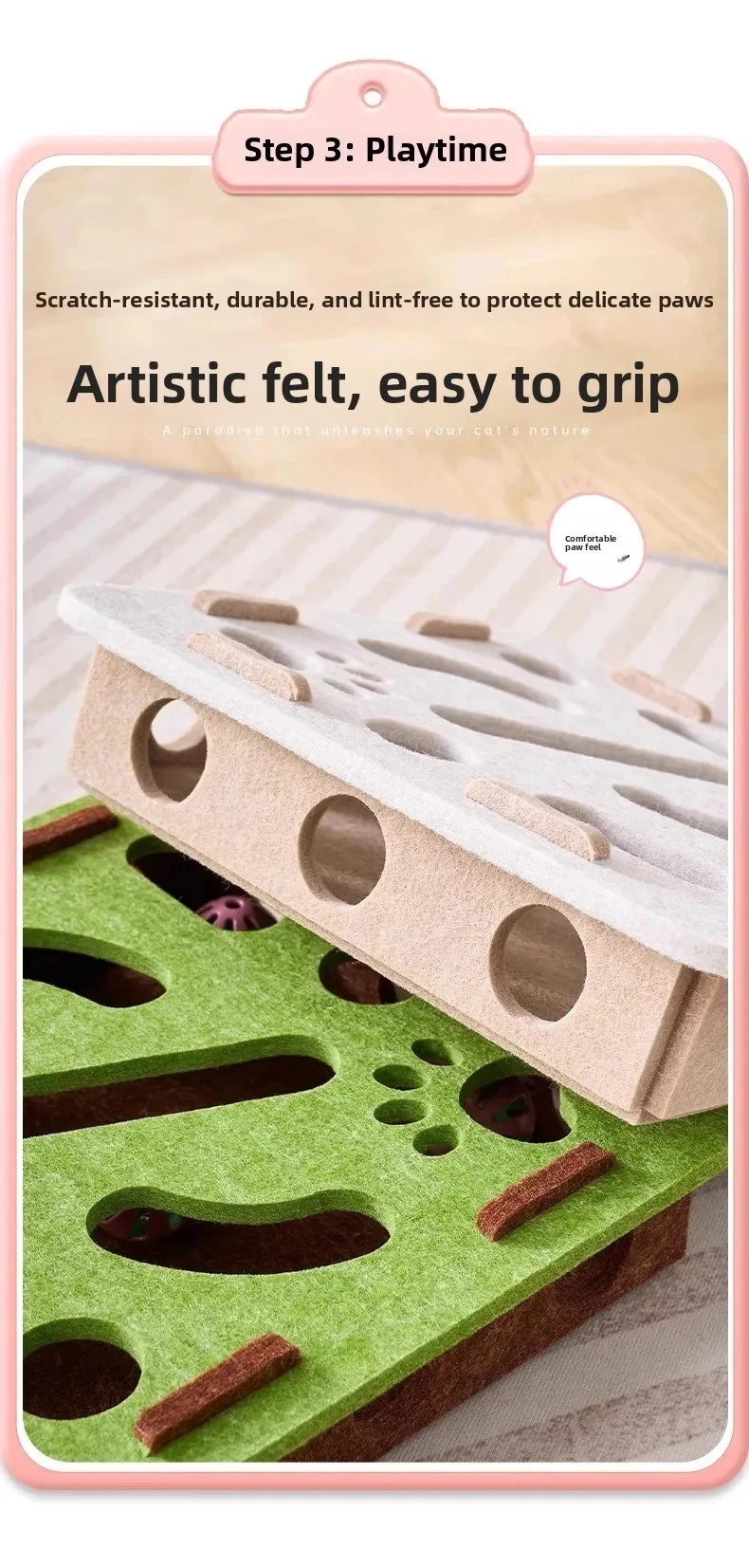 Jouet de Puzzle en feutre pour chat, boîte de Puzzle, jouet d'exercice avec balle, sport d'intérieur, divertissement, chasse, jouets pour chats d'intérieur