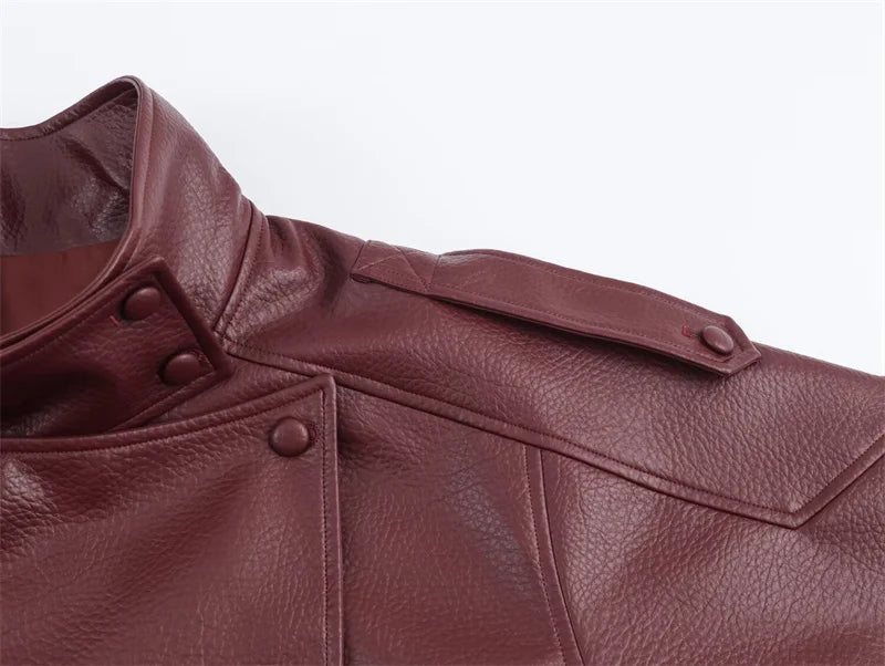 Veste femme automne 2025 nouveau noir à manches longues galets Faux cuir veste moto Style personnalité mode