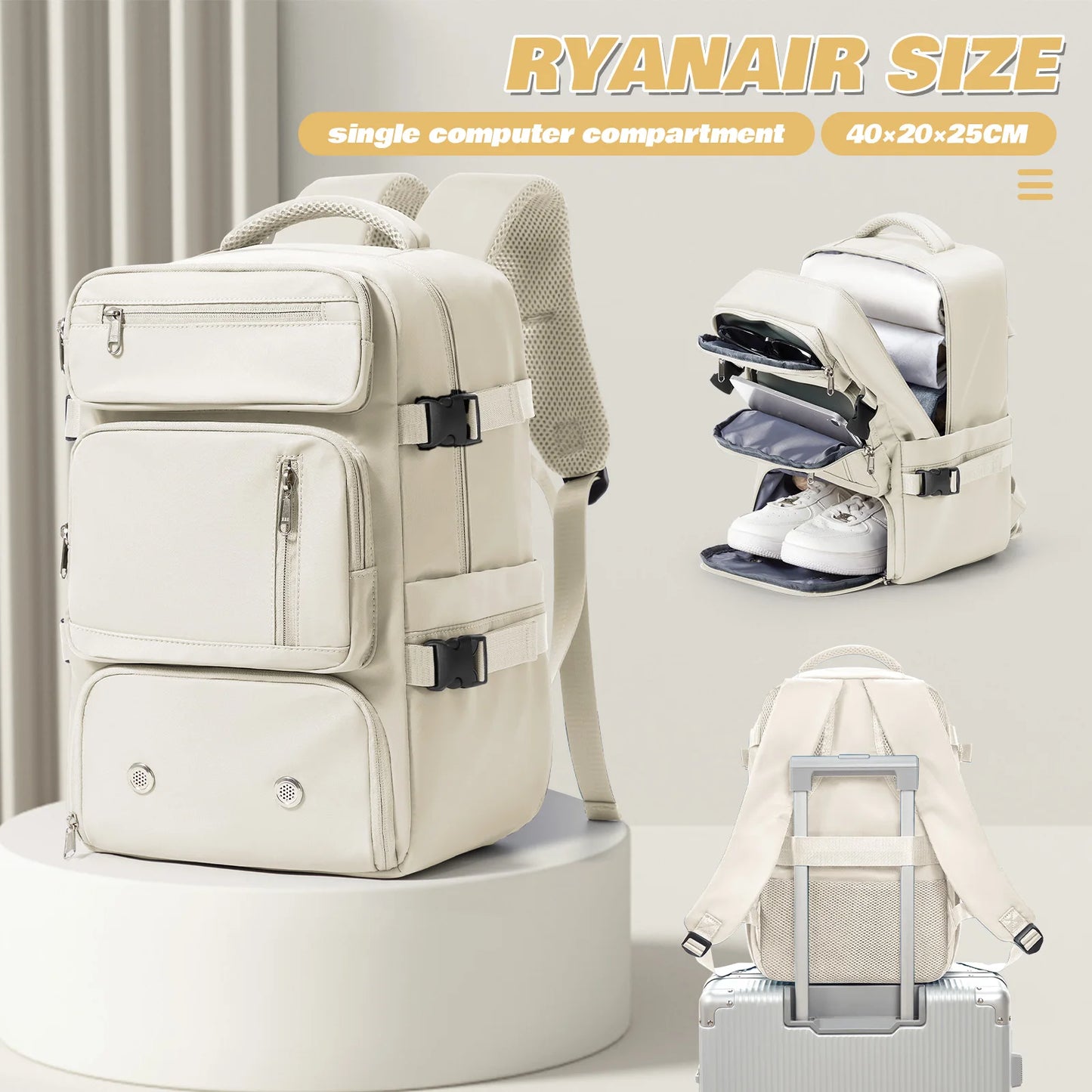 Sac à Dos Cabine Avion 40x20x25 Antivol — Sport Trekking Voyage Homme Femme