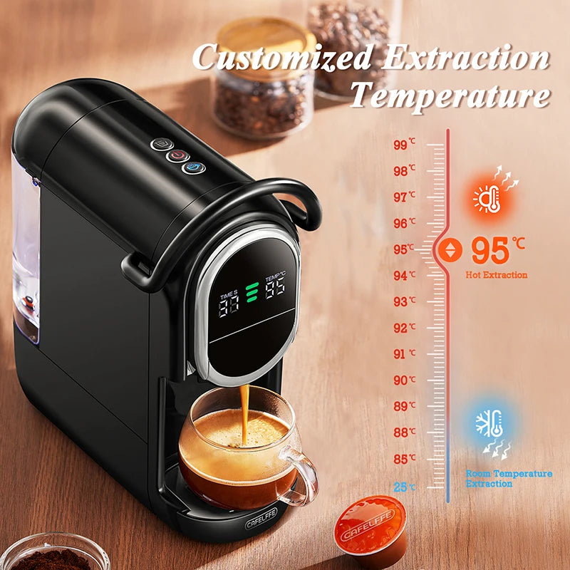 CAFELFFE 4-in-1 Capsule Coffee Machine, Hot and Cold Multiple Espresso Cappuccino Maker, Dolce Gusto a.net, Espresso Powder 19BAR
