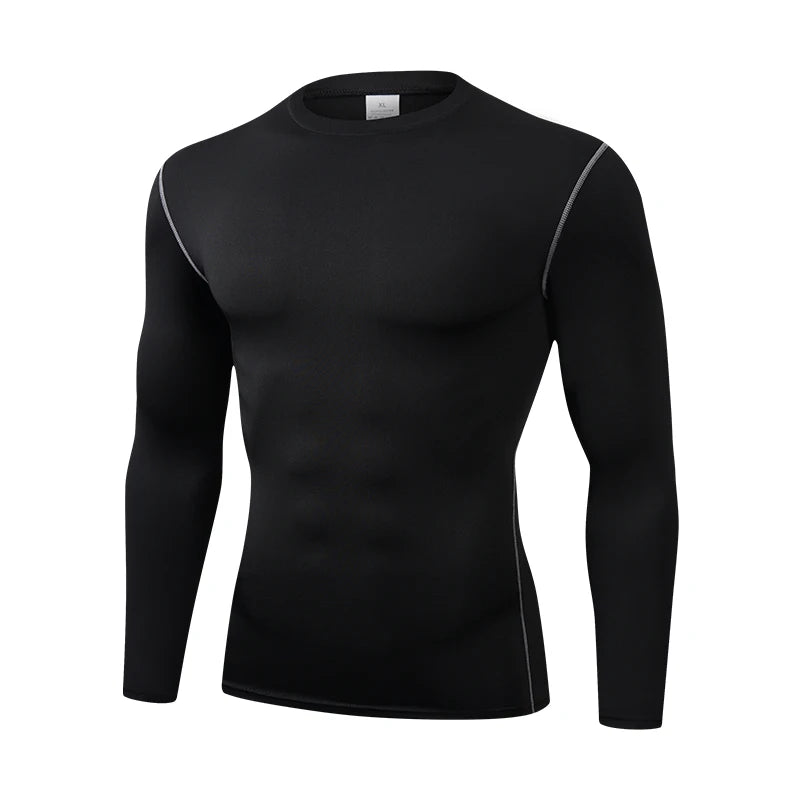 Men's long-sleeved sports t-shirt, high elasticity, quick-drying, solid, 2024