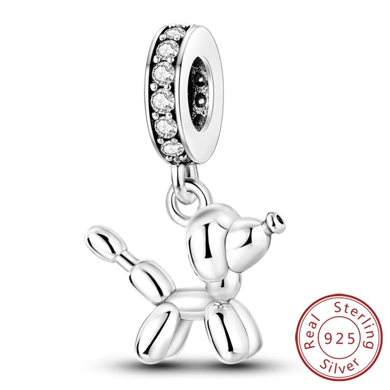 Abalorios de plata de ley 925 con huellas de perro, gato, corazón, animales, abalorios que se ajustan a pulseras, collares, colgantes, joyas para mujer, para hacer tú mismo