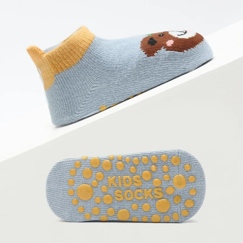 6 paires de chaussettes en coton pour enfants, motif Animal de dessin animé mignon, confortables, respirantes, antidérapantes, pour bébé