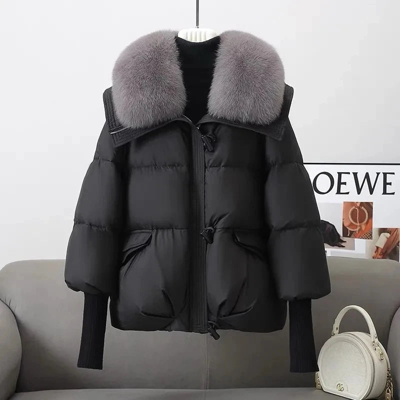 Femmes hiver vers le bas coton veste 2025 nouvelles femmes chaud épais coton manteau plus grand col de fourrure coton rembourré veste femmes Parka manteau