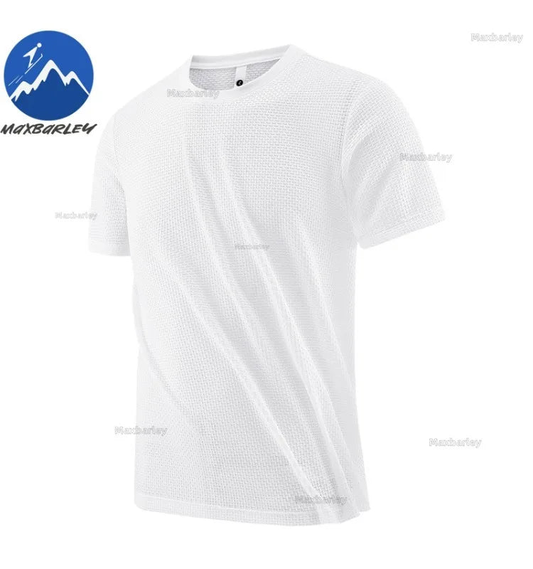 T-Shirt à manches courtes pour hommes, respirant, gaufré, séchage rapide, col rond, ample, course à pied, entraînement, haute élasticité, haut d'été fin, 2026