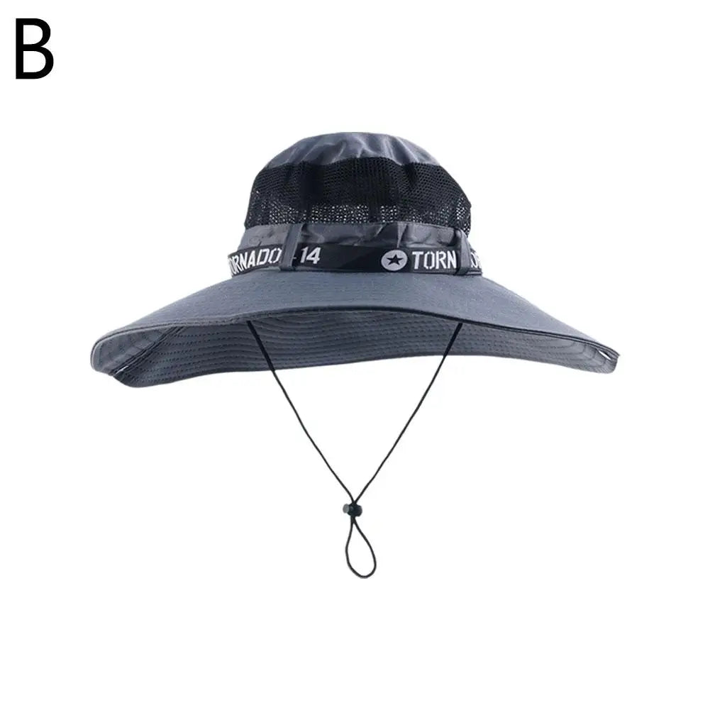 Grand chapeau de soleil d'été pour hommes et femmes, casquette de pêche respirante, Protection contre les UV, chapeau de pêcheur en maille, randonnée en plein air, casquette de plage