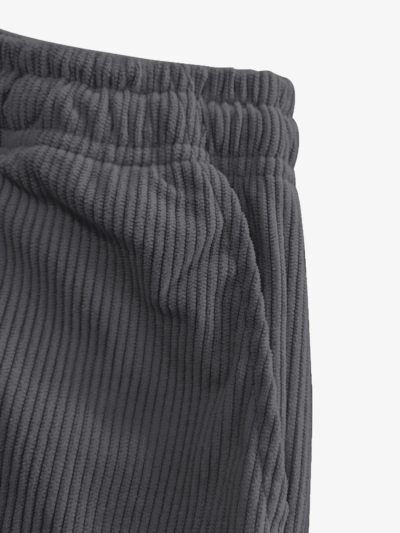 Women's Corduroy Pants, Straight Leg Drawstring Waist Trousers with White Piping, Casual All Seasons to Semi-Formal