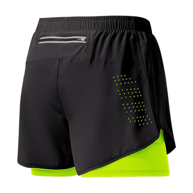 Men's Running Shorts, Quick Dry, Fitness, Black, Double Layer, New Sport, Training, Bodybuilding, Short Pants
