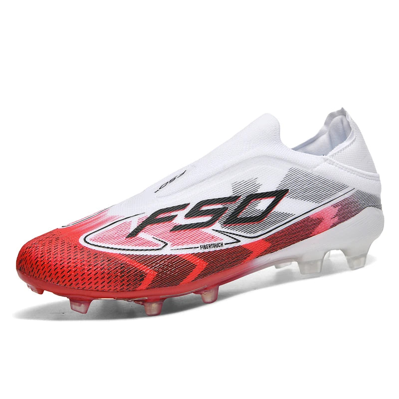 Chaussures de Football FG Homme Microfibre Montantes Sans Lacets — Niveau Avancé, Pelouse EU 34–46