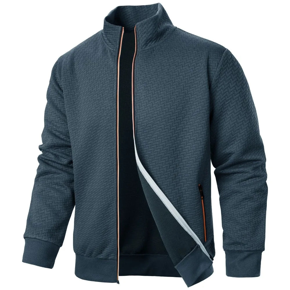 Sudadera con Capucha y Cremallera de Cuello Alto para Hombre, Cárdigan Jacquard Casual, PVD, Documento de suscriptores, Nueva Colección Primavera Otoño