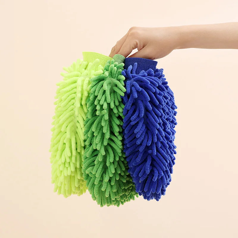 Guantes de lavado de coche de microfibra, súper absorbentes, doble cara, esponja de limpieza de coche de chenilla, sin arañazos, súper gruesos, de alta densidad