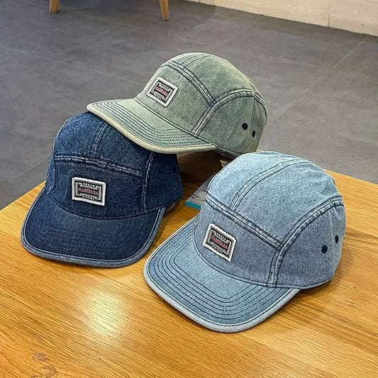 Casquette de Baseball en Denim à bord plat Vintage pour hommes et femmes, casquette à rabat Harajuku, mode Streetwear, chapeau de Skateboard à 5 panneaux