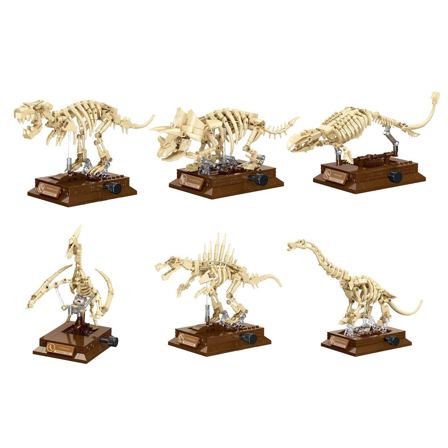 Nouveaux modèles de squelettes de dinosaures MOC 2026 : T-Rex, Tricératops, Mosasaure, Pterosaure, kit de construction de fossiles, cadeau pour les garçons et les collectionneurs