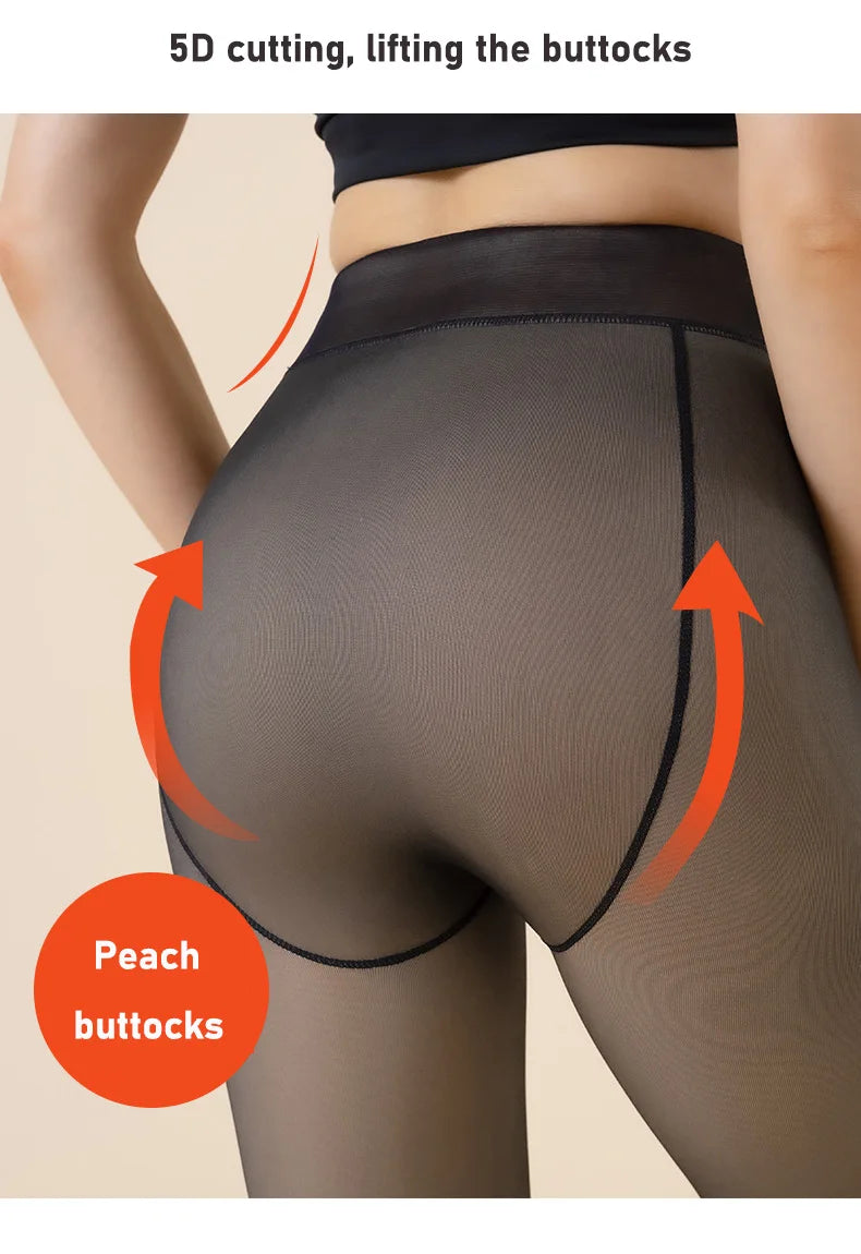 Collants thermiques épais pour femmes, collants translucides, bas thermiques, taille haute, élastique, mince, sexy, velours, sourire, leggings, hiver