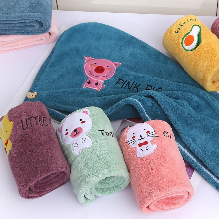 Bonnet de séchage de cheveux de Style brodé, serviette de cheveux épaisse en molleton de corail pour salle de bain, bonnet de douche absorbant à séchage rapide pour femmes, 1 pièce