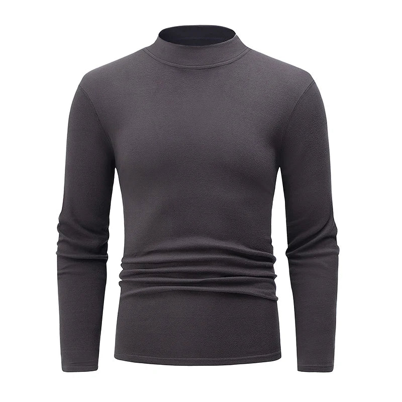 Haut Col Semi-Haut Manches Longues Homme — Sport Fitness Chaud Automne Hiver