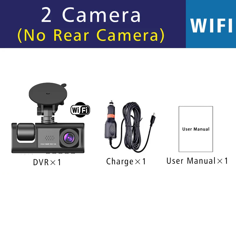 3 WIFI Dash Cam Car Cabin DVR 1080P In-Vehicle Three-Way Channel DVR Recorder Video Recorder Dashcam Camcorder