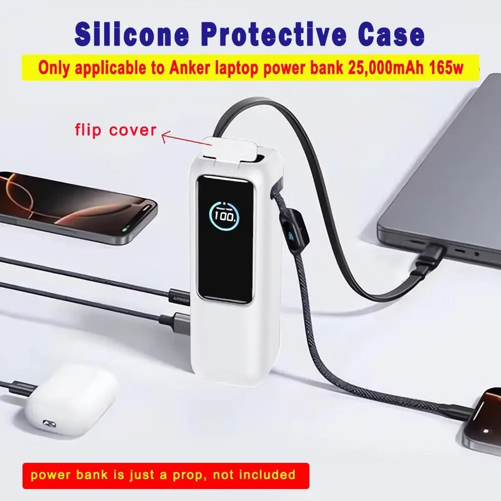 Coque en silicone antichoc, housse de protection souple et Portable, étui de transport anti-poussière pour Banque d'alimentation Anker Zolo (25000mAh 165W) voyage
