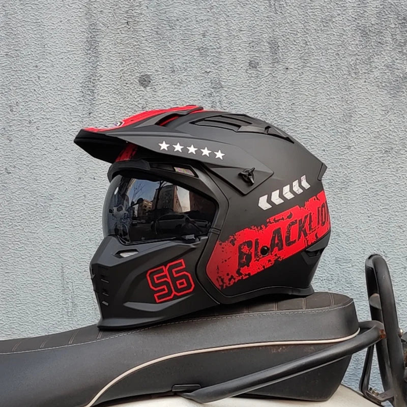 Casque Moto Vintage Demi-Casque Style Guerrier — Cruising Noir Homme Femme