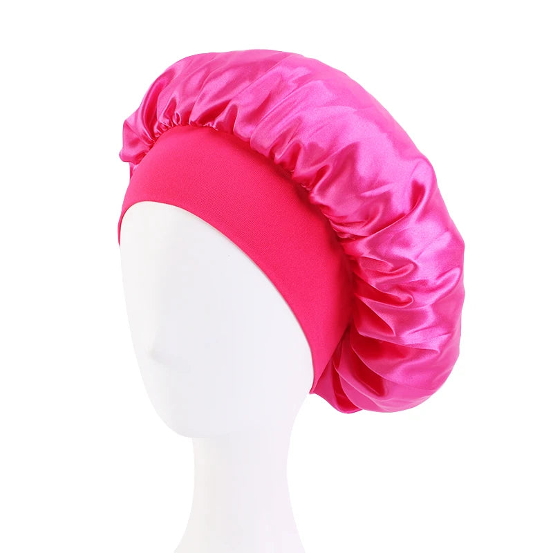 Bonnet de nuit en Satin à large bord, Bonnet soyeux, enveloppe de cheveux pour dormir, avec bande élastique souple, outil d'emballage des cheveux, nouvelle collection