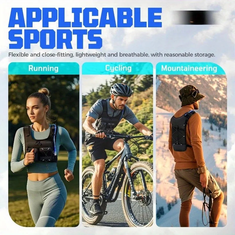 Sac de Poitrine Léger Gilet Course à Pied — Randonnée Vélo Marathon Plein Air Sans Vessie