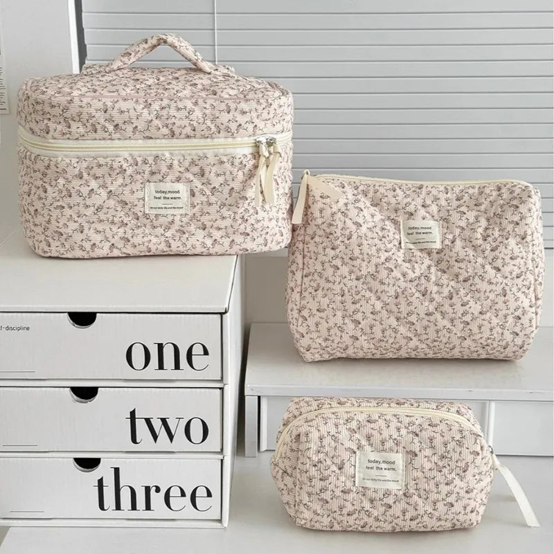 Trousse Toilette Vintage Florale Voyage — Organisateur Maquillage Grande Capacité