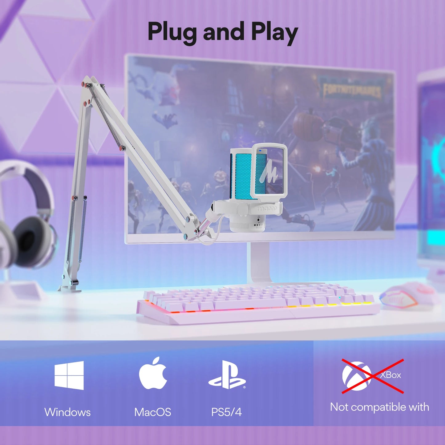 MAONO Gamerwave DGM20S — Microphone USB Gaming RGB Réduction Bruit Streaming