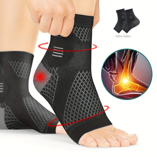 1 pair Ankle Compression Socks, Compression Foot Sleeves with Arch & Ankle Support, Open Toe Neuropathy Socks