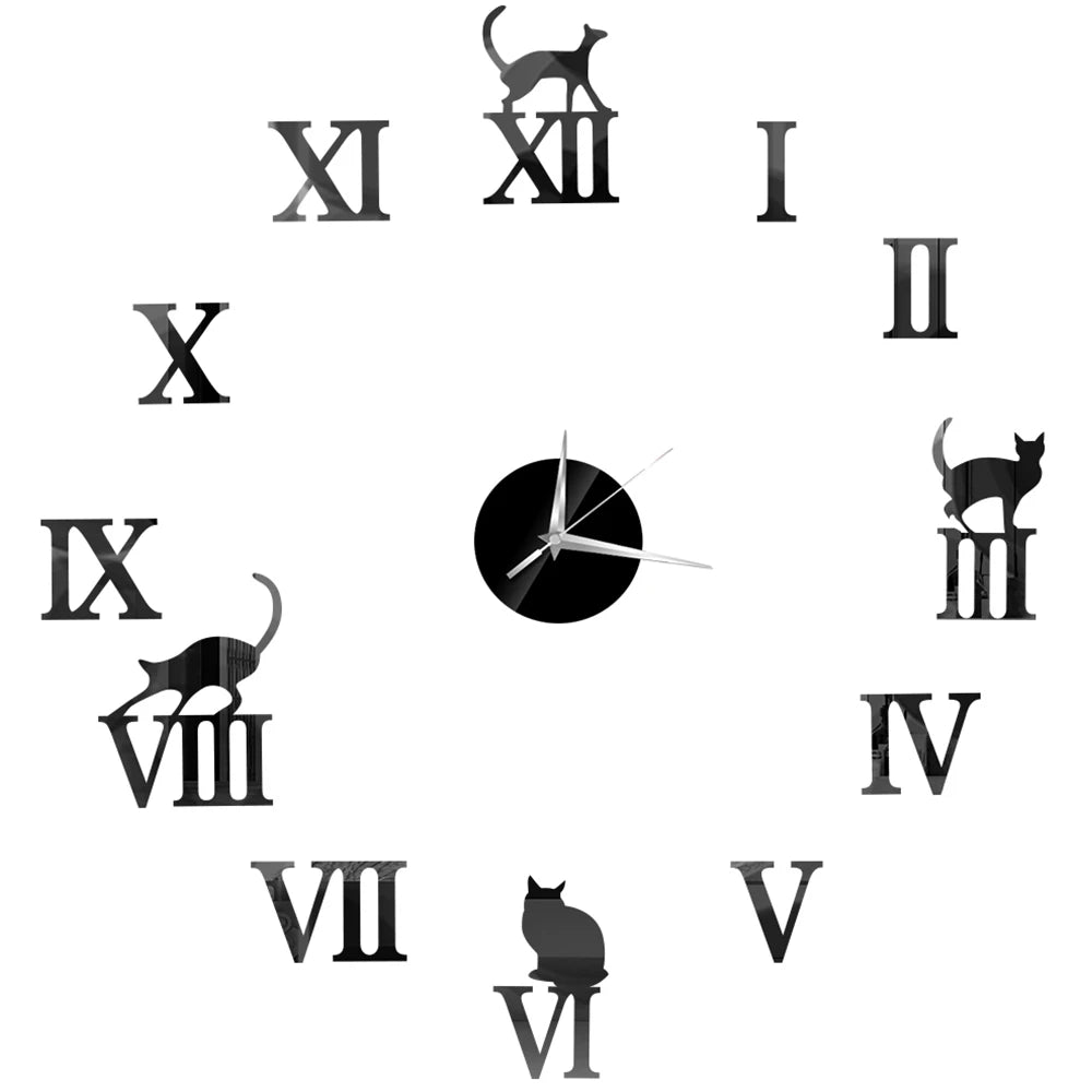 Creative Frameless Wall Clock, Silent Wall Sticker for Home, Acrylic Mirror Sticker, Wall Decor for Living Room and Office, DIY