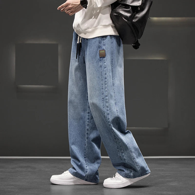 Jean de lavage à jambes larges pour homme, pantalon neutre, couleur unie, ample, décontracté, droit, mode extérieure, grande taille 8xl, nouvelle collection automne