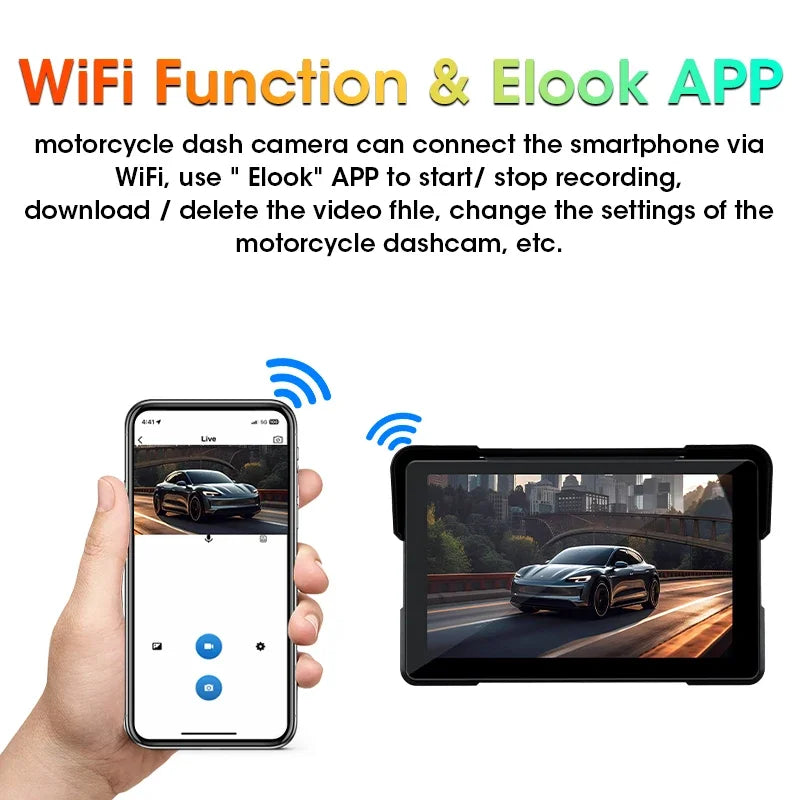 Dashcam 4K pour voiture 10/11,26 pouces sans fil — navigation GPS, double objectif, WiFi, FM, AUX (v2)