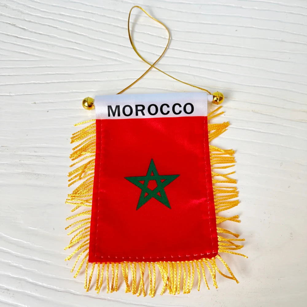 10x14 cm Car Window Decoration Polyester Algeria/Morocco Pennant Hanging Moroccan Mini Pennant Flags