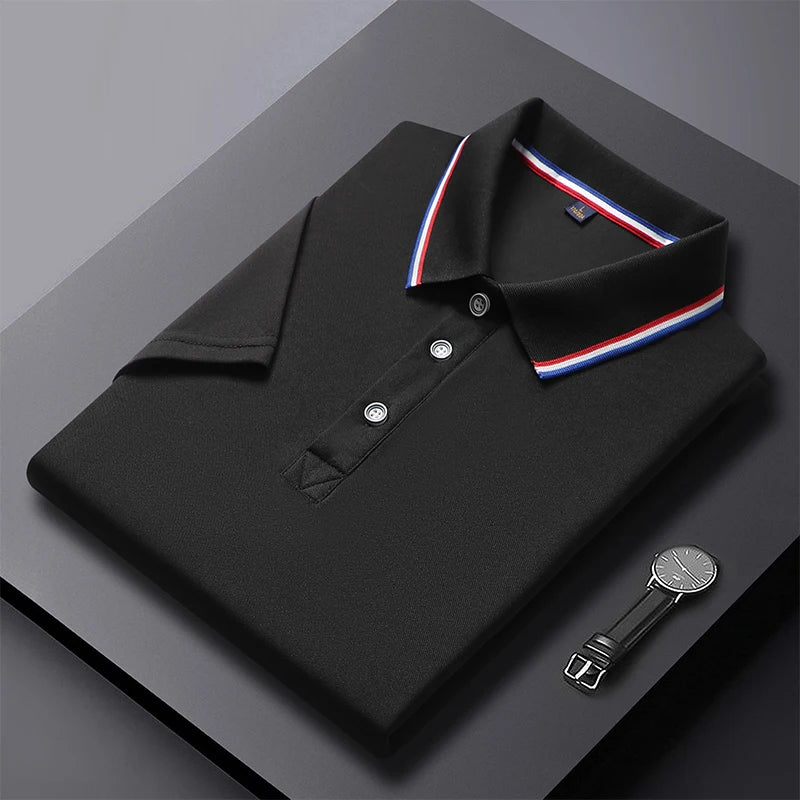 Polo de negocios de manga corta para hombre, top con cuello polo, camiseta casual, documento sólido, verano, 2024, 2024