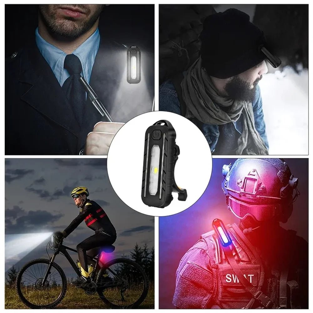 Lampe de poche LED Recharge USB, lampe de travail, porte-clés, pour Police, Clip d'épaule, lumière clignotante d'avertissement, lampe d'extérieur