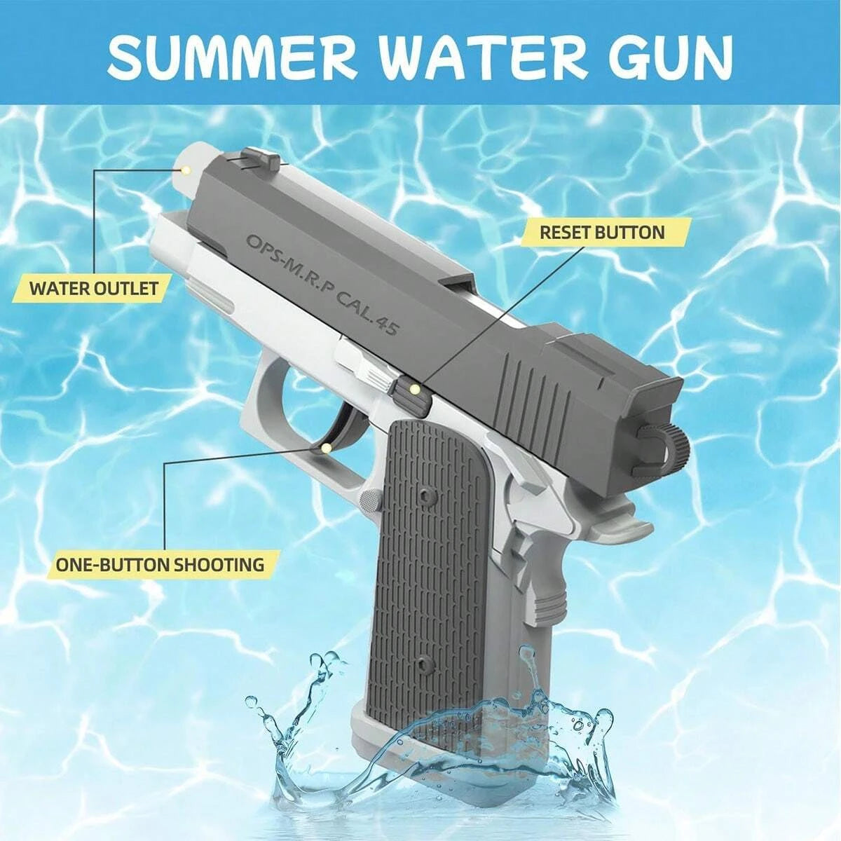 Pistolas de agua M1911, pistolas de juguete, pistolas de chorro, juegos de disparos para piscina de verano y playa, juguetes de exterior, pistola de agua para niños y adultos