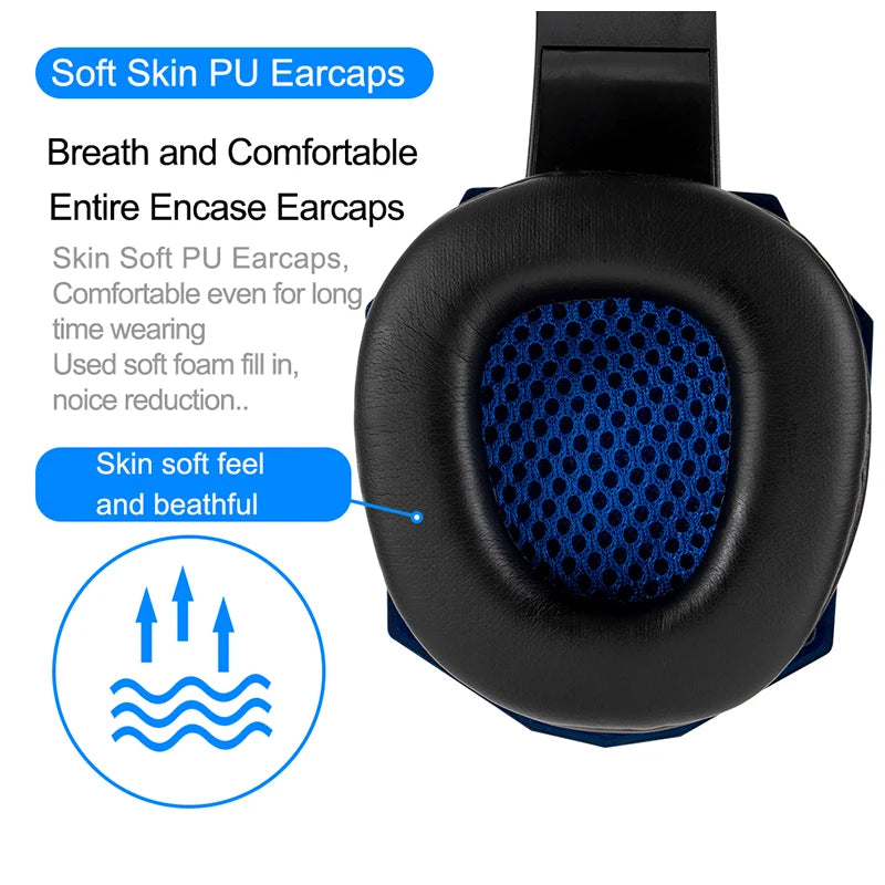 Casque de jeu avec micro et lumière LED — PC, portable, téléphone, filaire, stéréo, 3.5mm, cadeaux