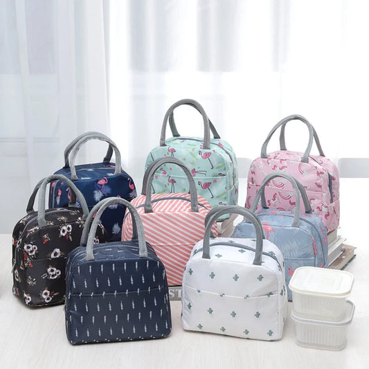Sac à lunch en toile isotherme portable pour femmes et enfants, motif fonctionnel, glacière, nourriture thermique, sacs de pique-nique