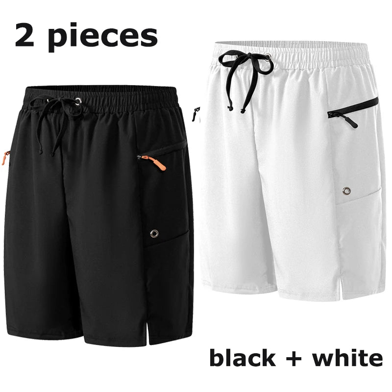 Short de plage d'été pour hommes avec poches zippées, short de planche à séchage rapide avec doublure en maille, maillot de bain, maillot de bain