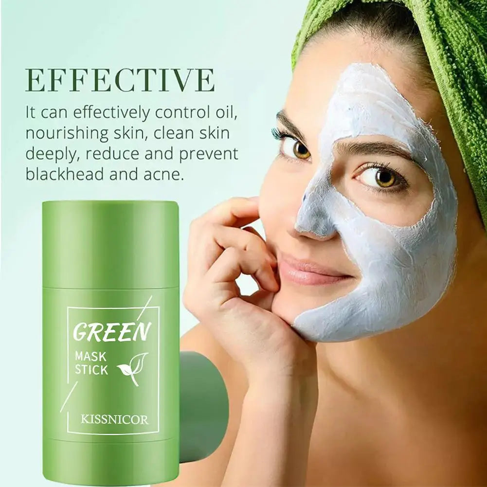 Masque de nettoyage du visage, bâton de nettoyage au thé vert, rétrécit les Pores, dissolvant de points noirs en profondeur, masque hydratant, soins pour la peau