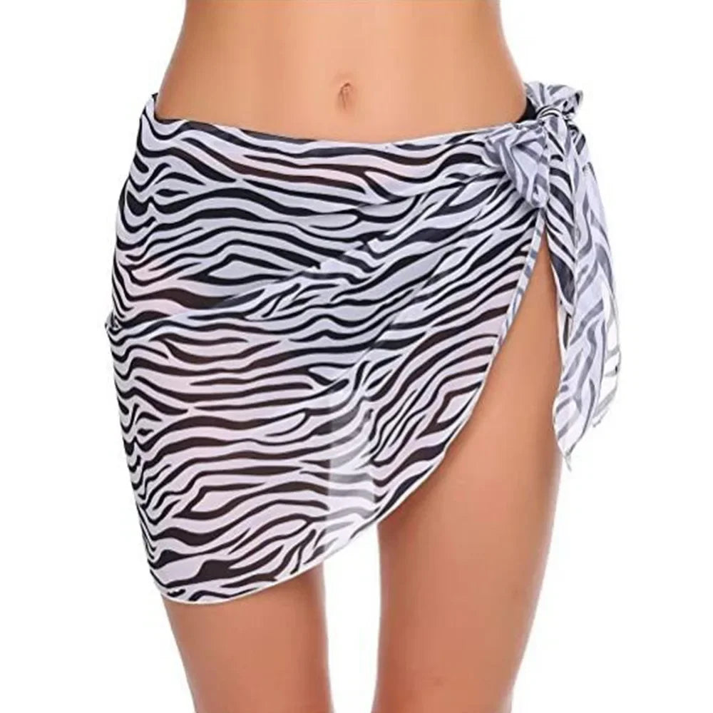 Jupe courte en mousseline de soie pour femmes, Industries ong, cover-ups pour les maillots de bain, bikini de plage, rond, transparent, écharpe, été