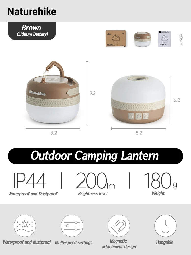 Naturehike – outils d'extérieur, lampes de camping, lampe de poche portable pour randonnée, lampe de tente, étanche IP44, lampes magnétiques, 5 effets d'éclairage