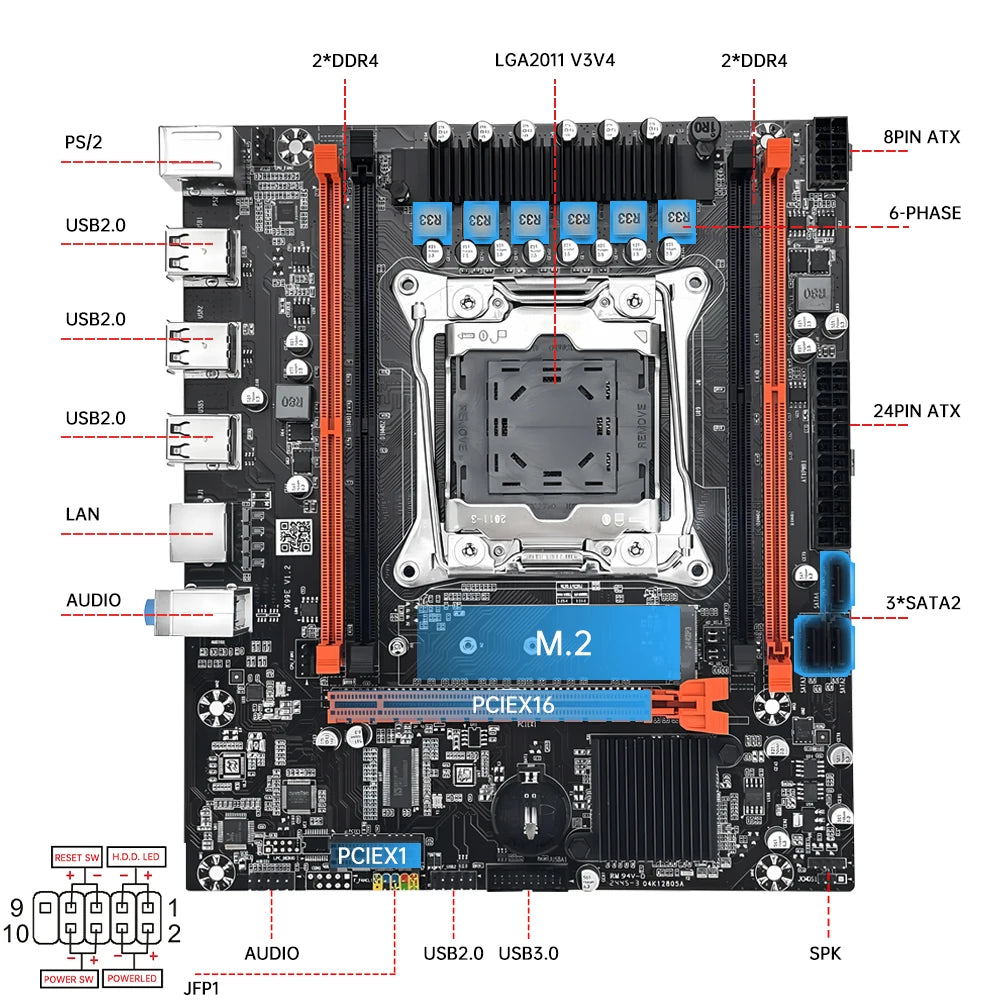 Kit de carte mère de jeu MOUGOL X99 avec processeur Intel Xeon E5 2680 V4 et DDR4 8Gx2 2133 MHz, double canal ECC RAM M.2 NVME pour PC de bureau