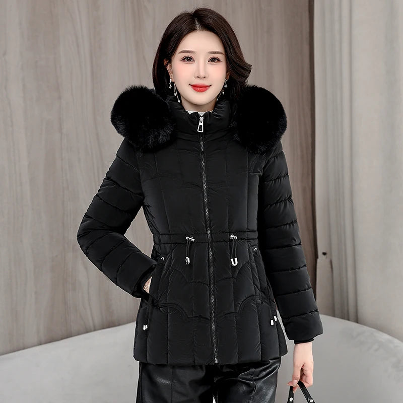 Doudoune femmes Parkas hiver 2025 — chaud, coton rembourré, manteau court à capuche