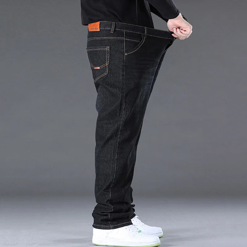 Men's Plus Size Jeans 50 High Elasticity Denim Fabric Plus Size Trousers for 45-150 kg Hombre Wide Leg Jeans Men's Trousers