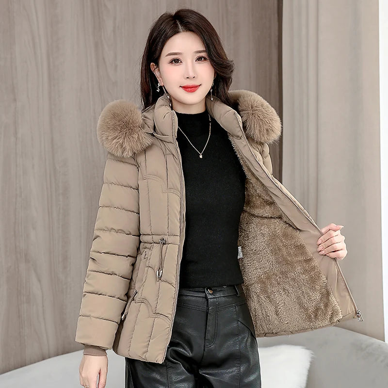 Doudoune femmes Parkas hiver 2025 — chaud, coton rembourré, manteau court à capuche