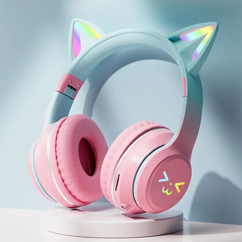 GRB Glow Gaming Médiateur set, Gamer Stereo Bass, Cat Ear, Earpods sans fil, Écouteurs Bluetooth, Câble TYPE-C, Casque Bluetooth, Mains libres